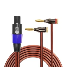 Banana Plug to Speakon Cable Double Banana Plug to Speakon Male Speaker Cable...
