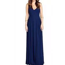 Show Me Your Mumu Jenn Dress Deep V Back Formal Maxi Dress Navy Blue Size XSmall