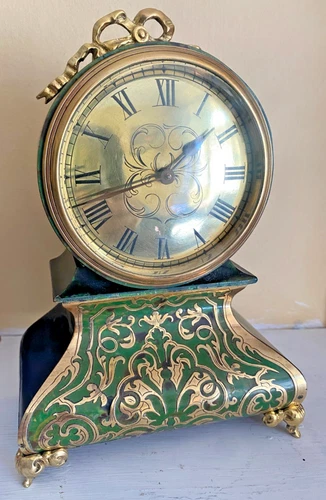 ANTIQUE 19THC FRENCH GREEN BOULLE BRASS DIAL MANTEL BRACKET CLOCK G.W.O