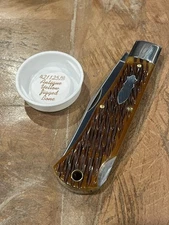 GEC Great Eastern Cutlery Knife #42 Missouri Trader 421125 Yellow Jigged Bone