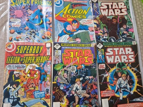 Lot Of 7 Vintage Comics 3  Superman DC 1978 - 3 Star Wars 1977 And Bob Hope 1953