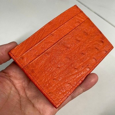 Orange GENUINE OSTRICH LEATHER SKIN CREDIT CARD HOLDER/ CARD HOLDER FOR MEN
