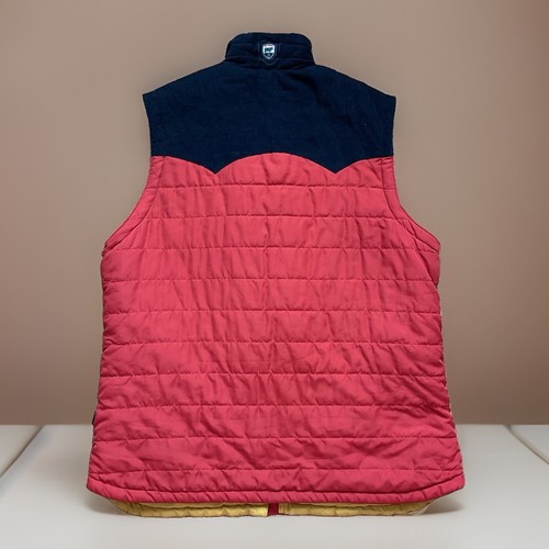 VTG STS RANCHWEAR River XL Western Ranch Red Navy Corduroy Shoulders Puffer Vest - Afbeelding 7 van 12