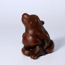 Japanese Antique wooden Netsuke Raccoon dog Mythical Tanuki Edo Meiji NW267