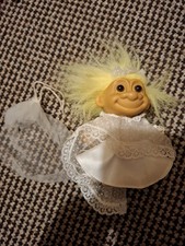 Russ Troll Vintage Retro 90s Collectable Bride Yellow Hair Wedding Dress