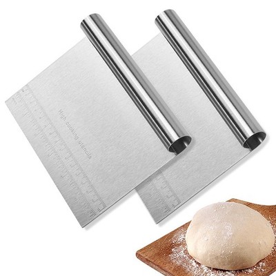 2 Pcs Stainless Steel Food Scraper and Chopper Griddle Spatula Kitchen Tool