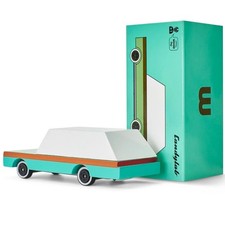 Candylab Wooden Toy Car Kids Collectible Teal Wagon Vehicle Model Car