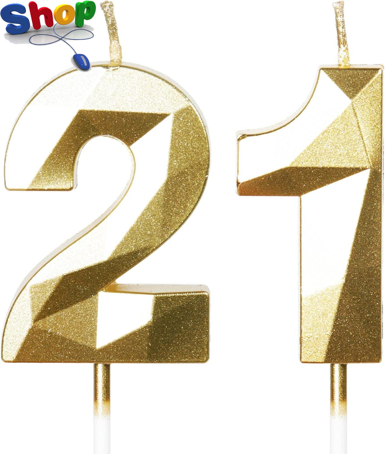 21St Birthday Candles, Gold Number 21 Happy Birthday Candles, Cake Topper Decora