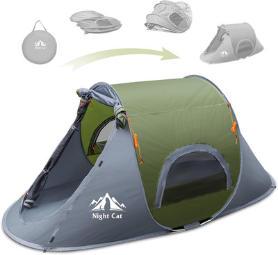 Night Cat Pop-Up Camping Tent: 1 Person Tent Waterproof Instant Easy Setup Outdo