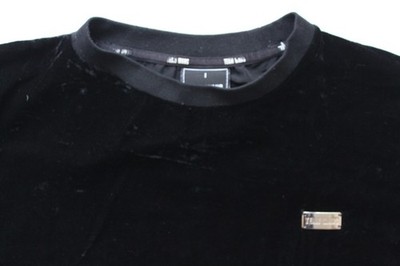 Team Wang Samtpullover mit Logo bedruckt Größe 1 schwarz Rundhalsausschnitt JUMA310