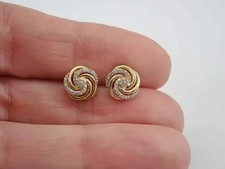 2.00Ct Round Cut Real Moissanite Cluster Stud Earrings 14K Yellow Gold Plated