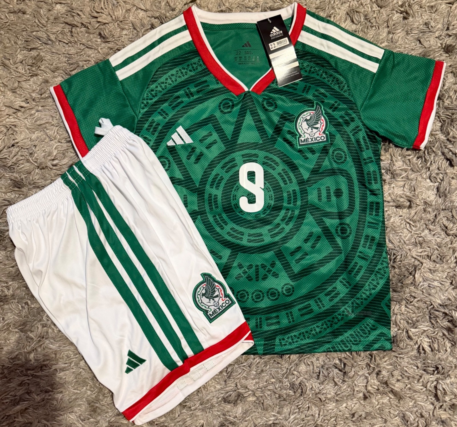 Mexico #9 RAUL KIDS  Home Jersey SET 2026 All sizes 2YRS-13YRS