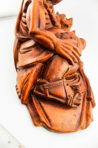 18TH CENTURY ANTIQUE ASIAN WOOD BUDDHA FOO DOG BAT CARVE FIGURE - Picture 7 of 11