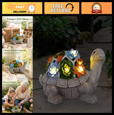 Solar Turtle Statue with Succulent