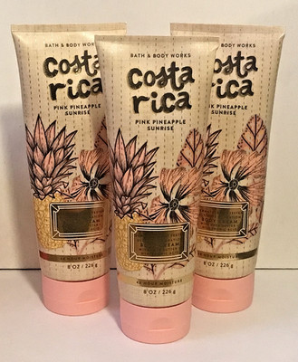 PINK PINEAPPLE SUNRISE BODY CREAM LOT X 3 - 8 OZ 48 HR MOISTURE BATH BODY WORKS