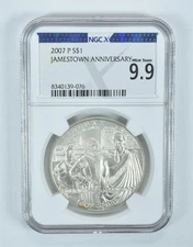 2007-P Jamestown Commemorative Silver Dollar Mint State 9.9 NGC X NGCX