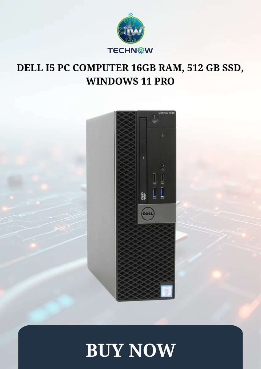 Dell i5 PC Computer 16GB RAM, 512 GB SSD, Windows 11 Pro WiFi
