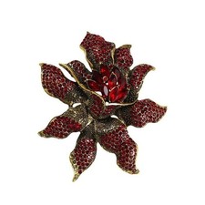 Unique Vintage Style Flower Leaf Rhinestone Crystal Pendant Brooch Pin Gift