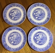 Set of Vintage Blue Willow 10" Dinner Plates Unmarked Royal China Willow Ware 