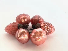 Creative Co-Op Set of 6 Distressed Mercury Glass Ornaments Pink Colors 1 -1 1/2"