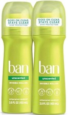 Pack Of 2 Ban Original Unscented 24-hour Invisible Antiperspirant Roll-on 3.5oz