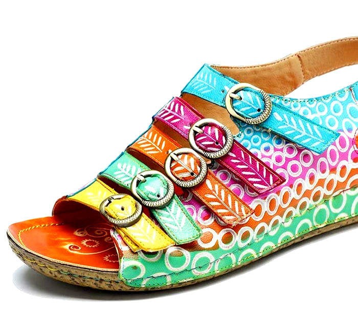 Soffia Rainbow Strap Bubble Pattern Leather Sanda… - image 20