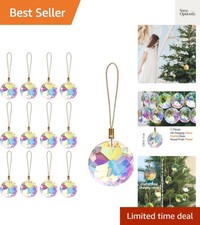 12 Pcs Crystal Glass Christmas Balls Ornaments, 1.18 Mini Round Prism Flower...