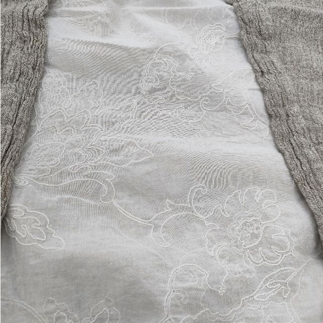 Kelen Linen-processed long-sleeved pullover dress Beige white 5-0703M∞