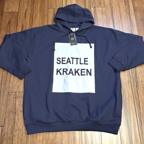 NHL SEATTLE KRAKEN MEN'S HOODIE SWEATSHIRT Pullover navy 4XL New - Picture 2 of 13