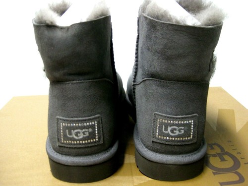 UGG MINI BAILEY BUTTON BLING DAMEN STIEFEL WILDLEDER GRAU US 6 /UK 4 /EU 37 /JP 23 - Bild 5 von 5