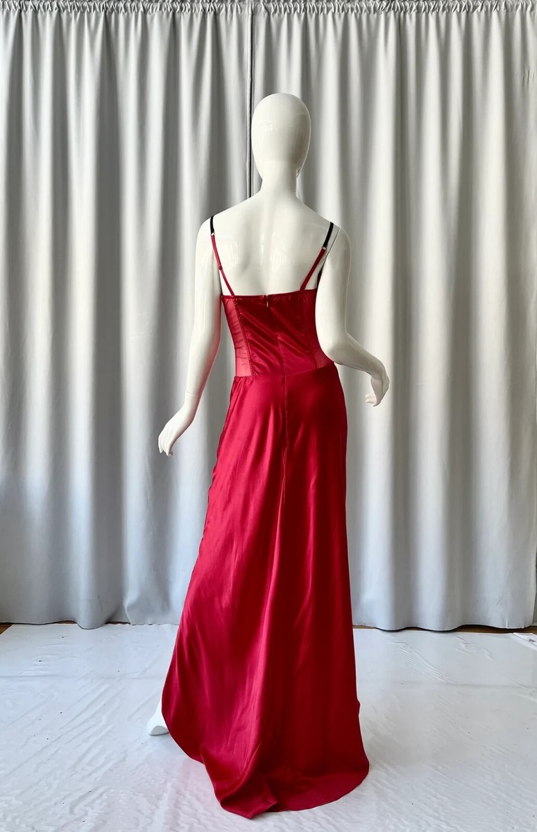 victoria secret corset dress Victoria's Silk Satin Maxi 34C Red Train Zip Up Gown Matching Family Christmas Outfits 90% Undeniably flirty—with just the Color:Pink Blue Ombre Mini dress
