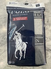 New 3 Pack POLO RALPH LAUREN Boys Stretch Cotton Boxer Briefs Light Dark Gray XL