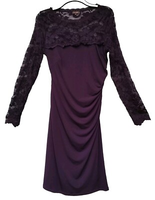PHASE EIGHT 'Rhona' dress purple lace ruched pencil party wedding size 16 |  eBay UK