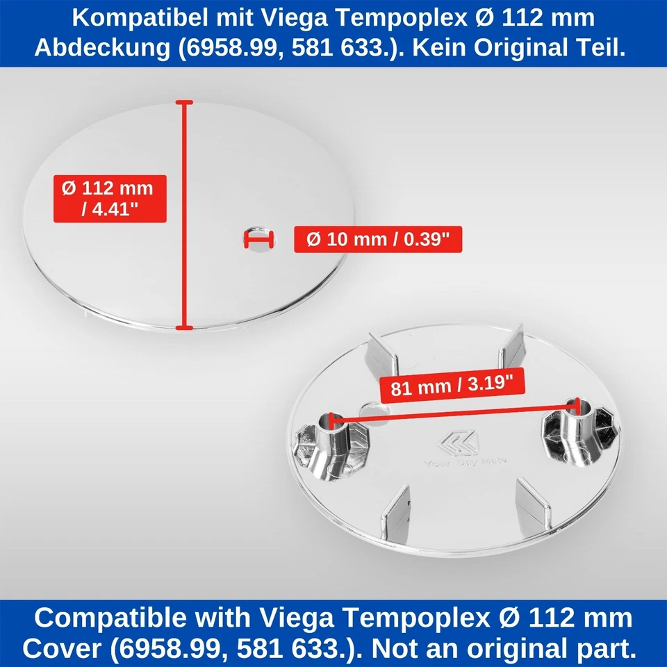 Abdeckhaube mit Haarsieb für Duschabfluss Ø 112mm kompatibel mit Viega Tempoplex - Bild 4 von 4