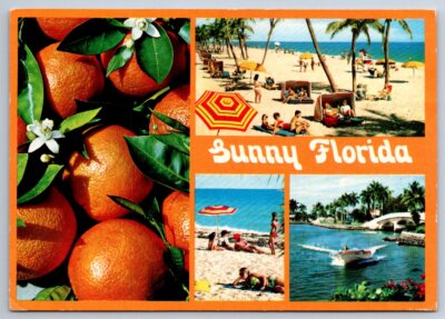 Sunny Florida, 1986 Chrome Multiview Postcard, 4 Views