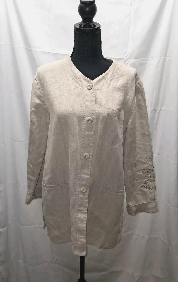 J.Jill Embroidered Linen Jacket Size XS - Image 2 of 4