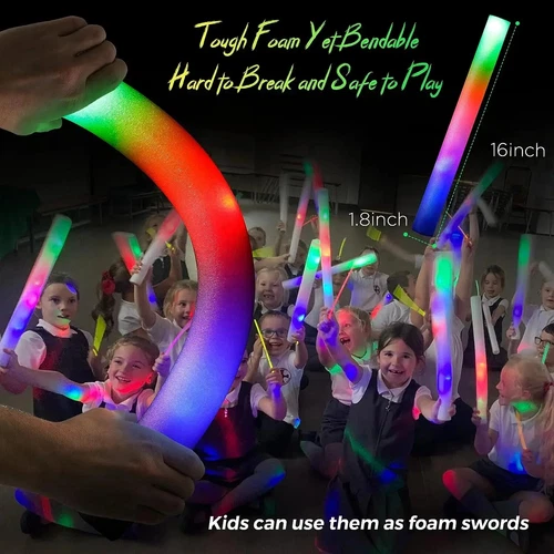 100-500 LED Light Up Foam Sticks Wand Rally Batons DJ Flashing Glow Stick Party - Picture 8 of 28