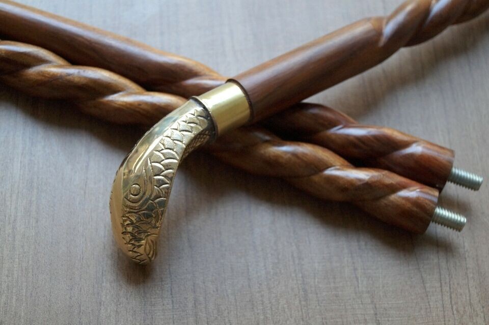 Solid Brass Snake Head Designer Handle With Twist… - image 3