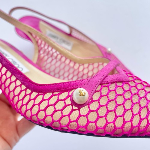 Jimmy Choo Amita Pink Mesh Slingback Kitten Heels with pearls - Picture 8 of 8