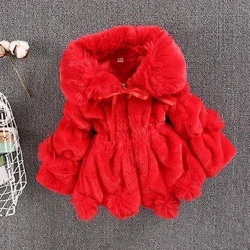 Baby Girls Warm Winter Coats Faux Fur Fashion Kids Hooded Jacket Coat for Girl - Picture 8 of 27