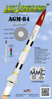 LOC Precision Flying Model Rocket Kit 2.63'' AGM-84 Harpoon  LOC TWT-HARP26