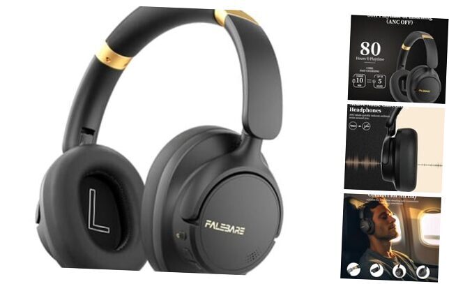 Noise Cancelling Headphones, Bluetooth Headphones Over The Ear Headphones Black-image