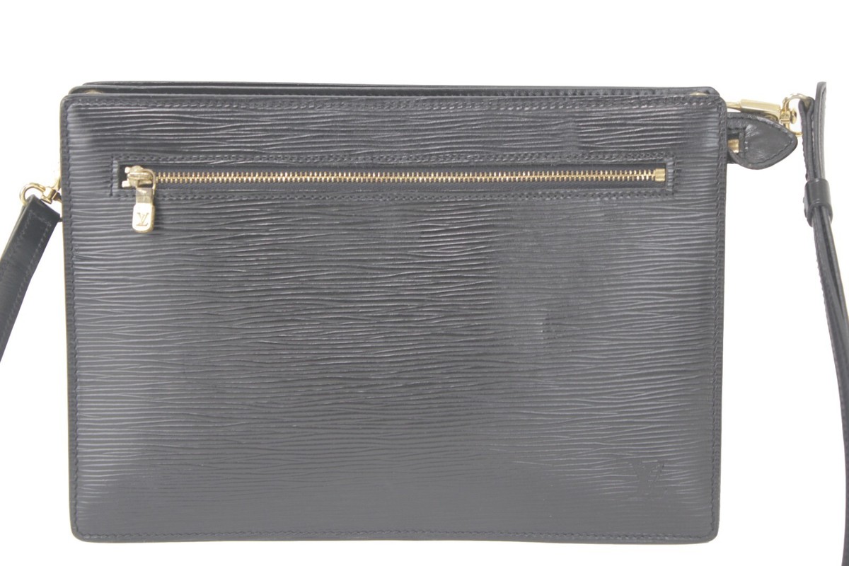 LOUIS VUITTON Enghien Epi Leather Black Shoulder Bag Purse Used