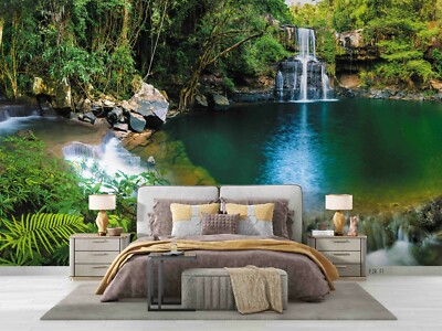3D Waterfall Landscape Self-adhesive Removeable Wallpaper Wall Mural ...