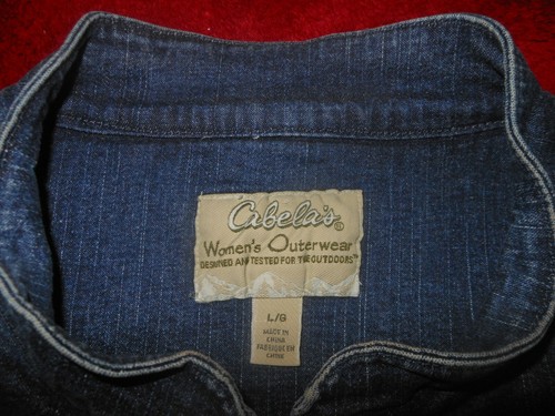 Cabela's denim vest Flannel lined Women's sz Large Zipper front Excellent cond - Picture 2 of 6