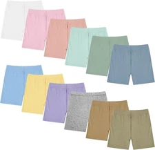 Boyiee 12 Pack Girls Shorts Toddler Bike Dance 6-7 Years, Sweet Color 