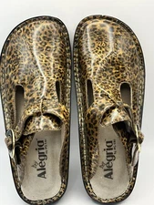 Alegria Size 5/6 Classic Leopard Patent Leather Slip On Clog Shoe  EU 36 ALG-417