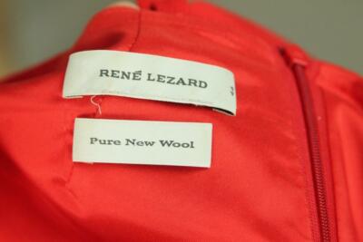 RENE LEZARD Red Pure Wool Elegant Drop Waist Career Office Sheath