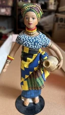 1990 Avon Nigeria Adama Porcelain Doll Collection With Stand 8" Tall