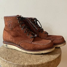 Chippewa Feig Rough Out Boots 9.5D - Vibram Sole Brown Moc Toe - 3H Crazy Horse